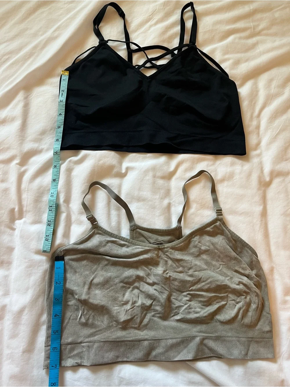 Women's Plus Size Wireless, Tagless Bralettes - Black and Acid Wash - 14/16